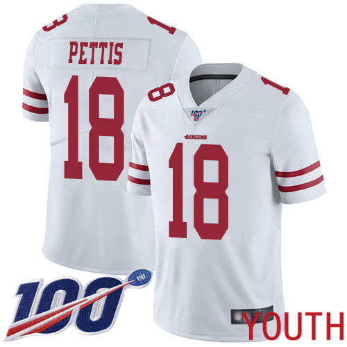 San Francisco 49ers Limited White Youth Dante Pettis Road NFL Jersey #18 100th Season Vapor Untouchable->youth nfl jersey->Youth Jersey